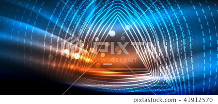 Neon glowing wave, magic energy and light motion background. Wallpaper template, hi-tech future 41912570
