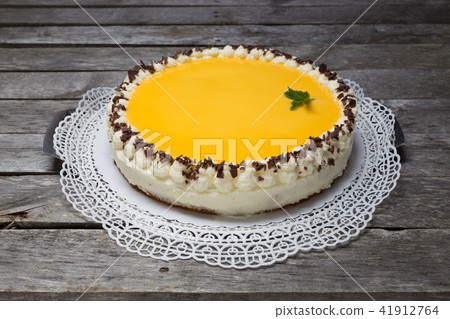 Eggnog cake on gray wooden background Eggnog cake on gray wooden background 41912764