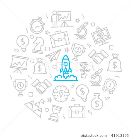 Set of vector startup and business icons in... - Stock Illustration ...