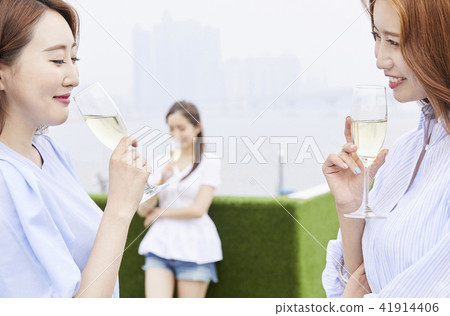 黨，朋友，年輕的女人 41914406
