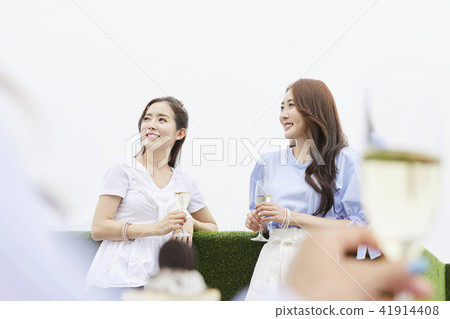 黨，朋友，年輕的女人 41914408