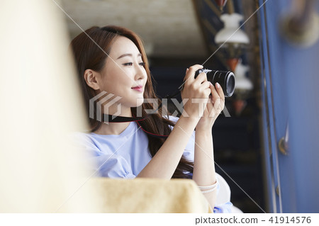 Summer vacation, travel, vacation, young woman 41914576