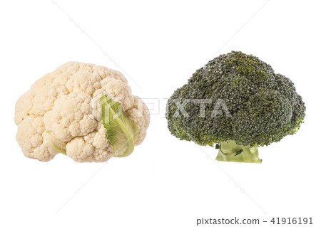 Frsh white cauliflower and Green broccoli. Studio shot isolated on white 41916191