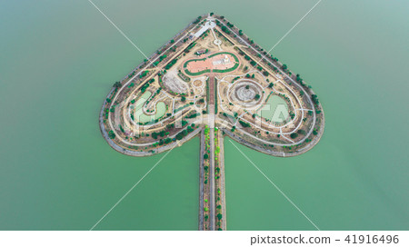 The Holy Heart Land - Talayluang in Sukhothai,Thailand. Aerial view from flying drone The Holy Heart Land - Talayluang in Sukhothai,Thailand. Aerial view from flying drone 41916496