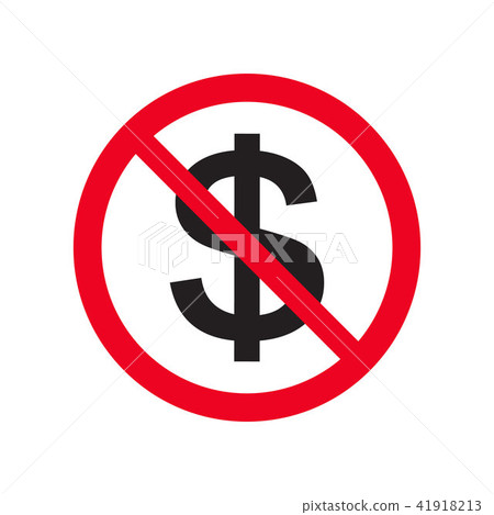 No money flat vector icon no cash. Red prohibition No money flat vector icon no cash. Red prohibition 41918213
