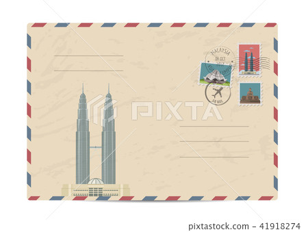 Vintage postal envelope with stamps 41918274