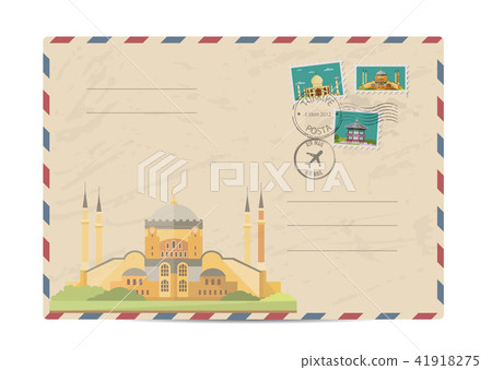 Vintage postal envelope with stamps 41918275