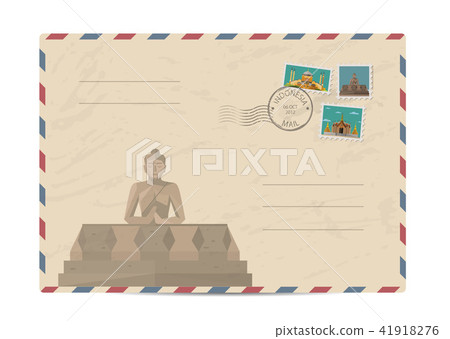Vintage postal envelope with stamps 41918276