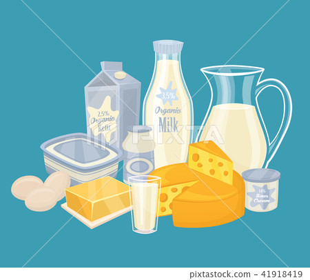 Dairy products isolated, bitmap illustration 41918419