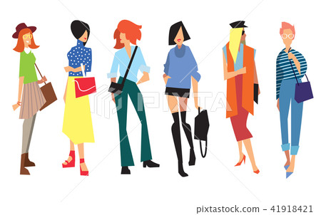 Beautiful young women in fashion clothing, bitmap 41918421