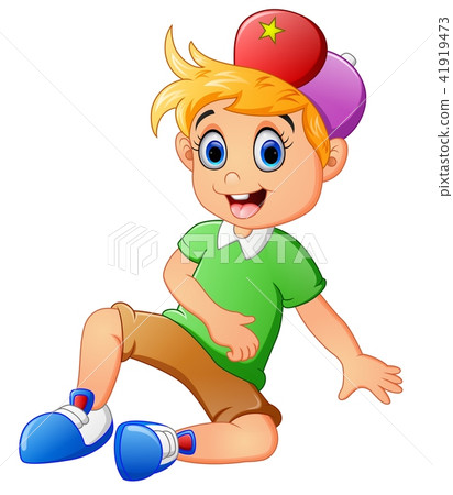 sitting boy on a white background sitting boy on a white background 41919473