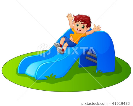 Boy sliding in the Park 41919483