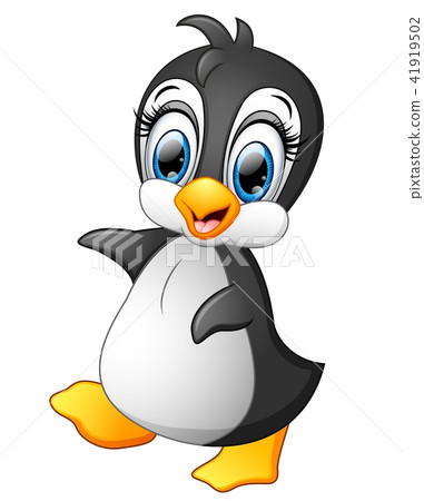 Cute penguin cartoon waving 41919502