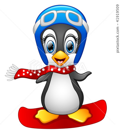 Cute Penguin Snowboarding 41919509