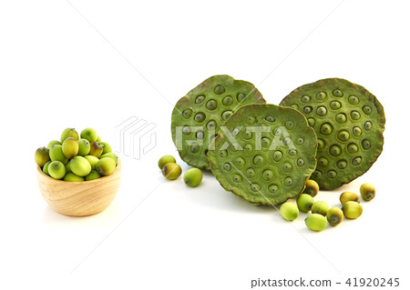 Lotus seeds put in a wooden cup Lotus seeds put in a wooden cup 41920245