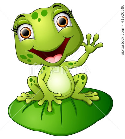 插圖素材: cartoon frog sitting on the leaf