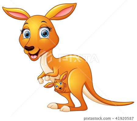 Cartoon mother kangaroo and her baby Cartoon mother kangaroo and her baby 41920587