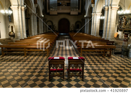 Wedding arrangement chairs inside The Basilica of St. Castor oldest church in Koblenz German state 41920897