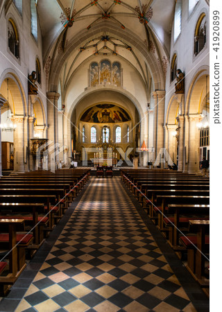 Wedding arrangement chairs inside The Basilica of St. Castor oldest church in Koblenz German state Wedding arrangement chairs inside The Basilica of St. Castor oldest church in Koblenz German state 41920899