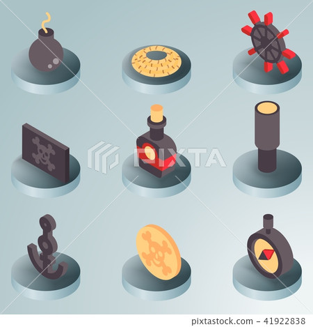 Piracy color isometric icons Piracy color isometric icons 41922838