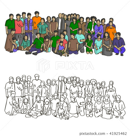 big asian family vector illustration sketch  41925462