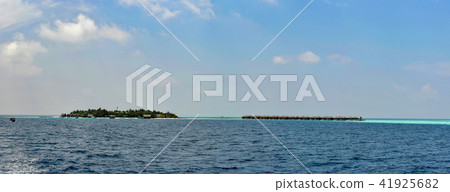 maldives on water bungalow resort view from ocean 41925682