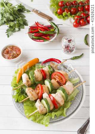 Traditional Turkey chicken kebab meat with tomat 41926221
