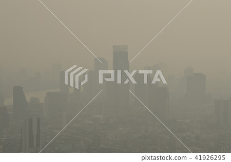 Modern office tower with skyscraper in the fog Modern office tower with skyscraper in the fog 41926295
