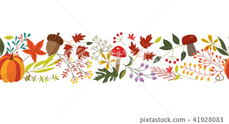 Autumn horizontal banner with fall colorful... - Stock Illustration ...