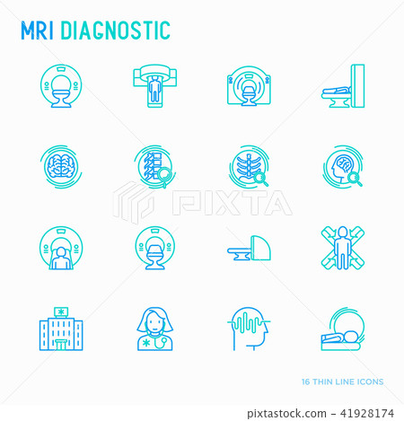 MRI diagnostics thin line icons set 41928174