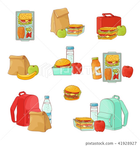 Vector lunchbox with snacks, vegetables set Vector lunchbox with snacks, vegetables set 41928927