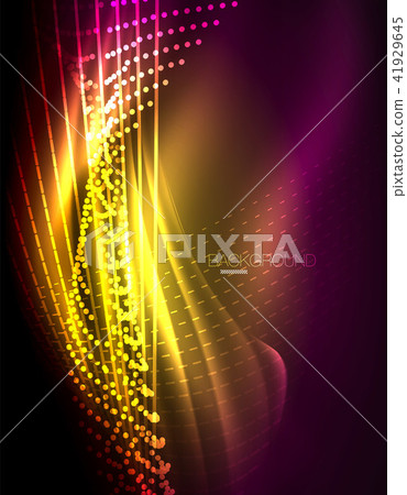 Smooth light effect, straight lines on glowing shiny neon dark background. Energy technology idea Smooth light effect, straight lines on glowing shiny neon dark background. Energy technology idea 41929645