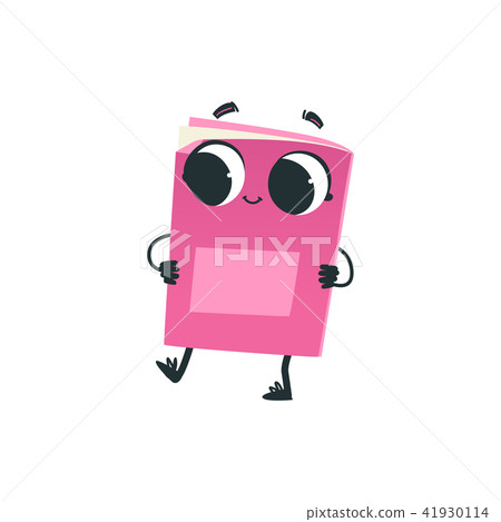Cute pink book or notebook cartoon character dancing isolated on white background. Cute pink book or notebook cartoon character dancing isolated on white background. 41930114