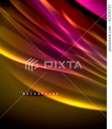 Neon glowing wave, magic energy and light motion background. Vector wallpaper template 41930757