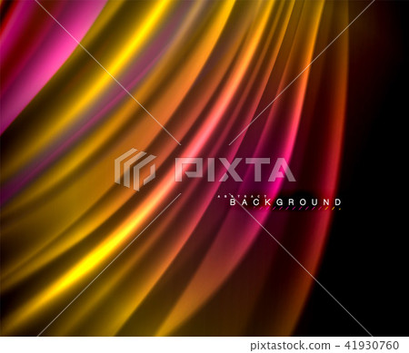 Neon glowing wave, magic energy and light motion background. Vector wallpaper template 41930760