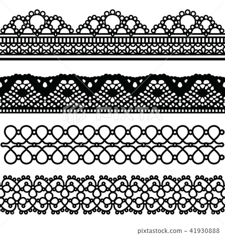 Lace embroidery ribbon tape black and white... - Stock Illustration ...