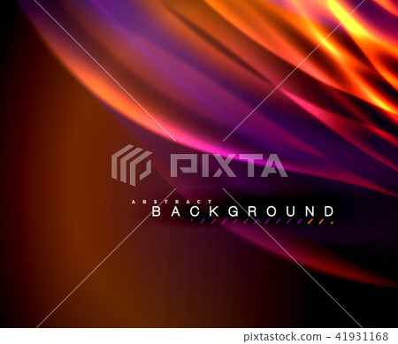 Neon glowing wave, magic energy and light motion background. Vector wallpaper template 41931168