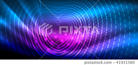 Neon glowing wave, magic energy and light motion background. Wallpaper template, hi-tech future 41931560