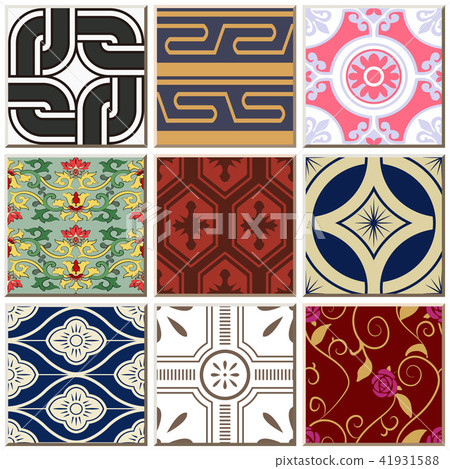 Lisbon antique retro ceramic tile pattern set 41931588