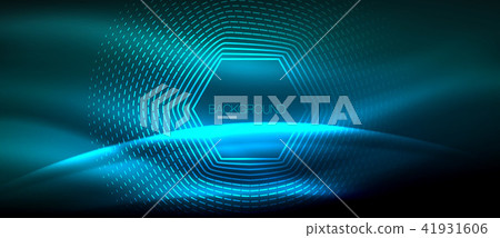 Neon glowing wave, magic energy and light motion background. Wallpaper template, hi-tech future Neon glowing wave, magic energy and light motion background. Wallpaper template, hi-tech future 41931606