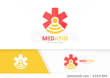 Vector ambulance and wifi logo combination. Medic and signal symbol or icon. Unique emergency and 41931804