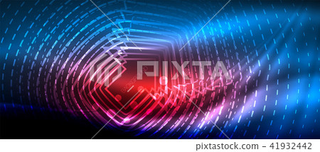 Neon glowing wave, magic energy and light motion background. Wallpaper template, hi-tech future 41932442