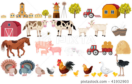 Farm big set collection Vector. Village, animals Farm big set collection Vector. Village, animals 41932903
