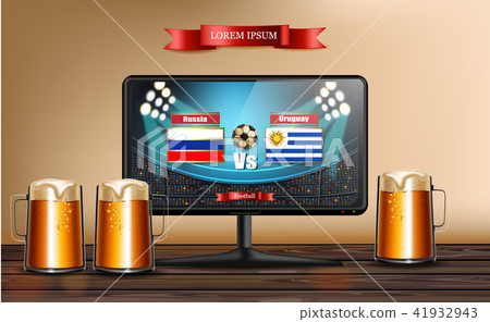 Tv screen with football match Vector realistic 41932943