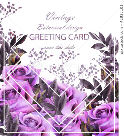 Vintage card with roses Vector. Realistic stylish 41933101