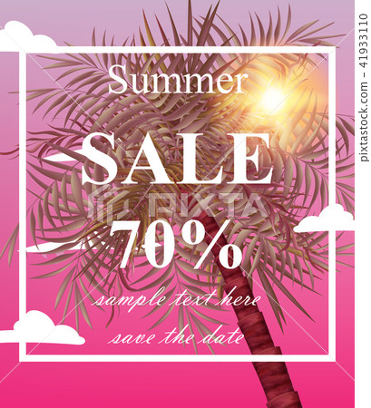 Summer sale card Vector. Palm tree pink background Summer sale card Vector. Palm tree pink background 41933110