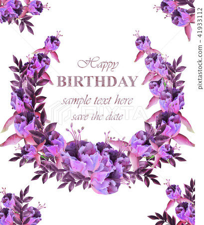 Vintage floral garland card . Birthday or wedding Vintage floral garland card . Birthday or wedding 41933112