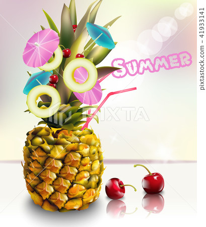 Pineapple summer fresh cocktail drink Vector 41933141