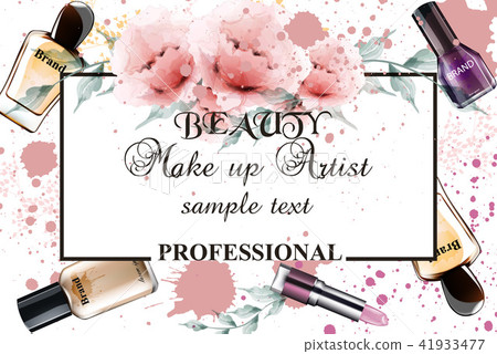 Vintage watercolor make up professional background Vintage watercolor make up professional background 41933477