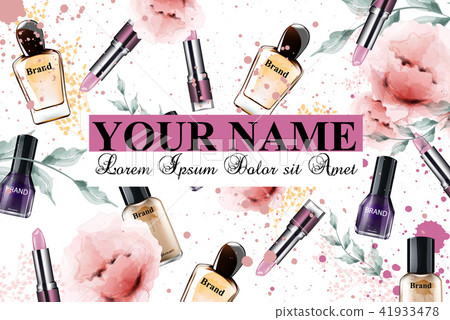 Vintage watercolor make up background Vector Vintage watercolor make up background Vector 41933478